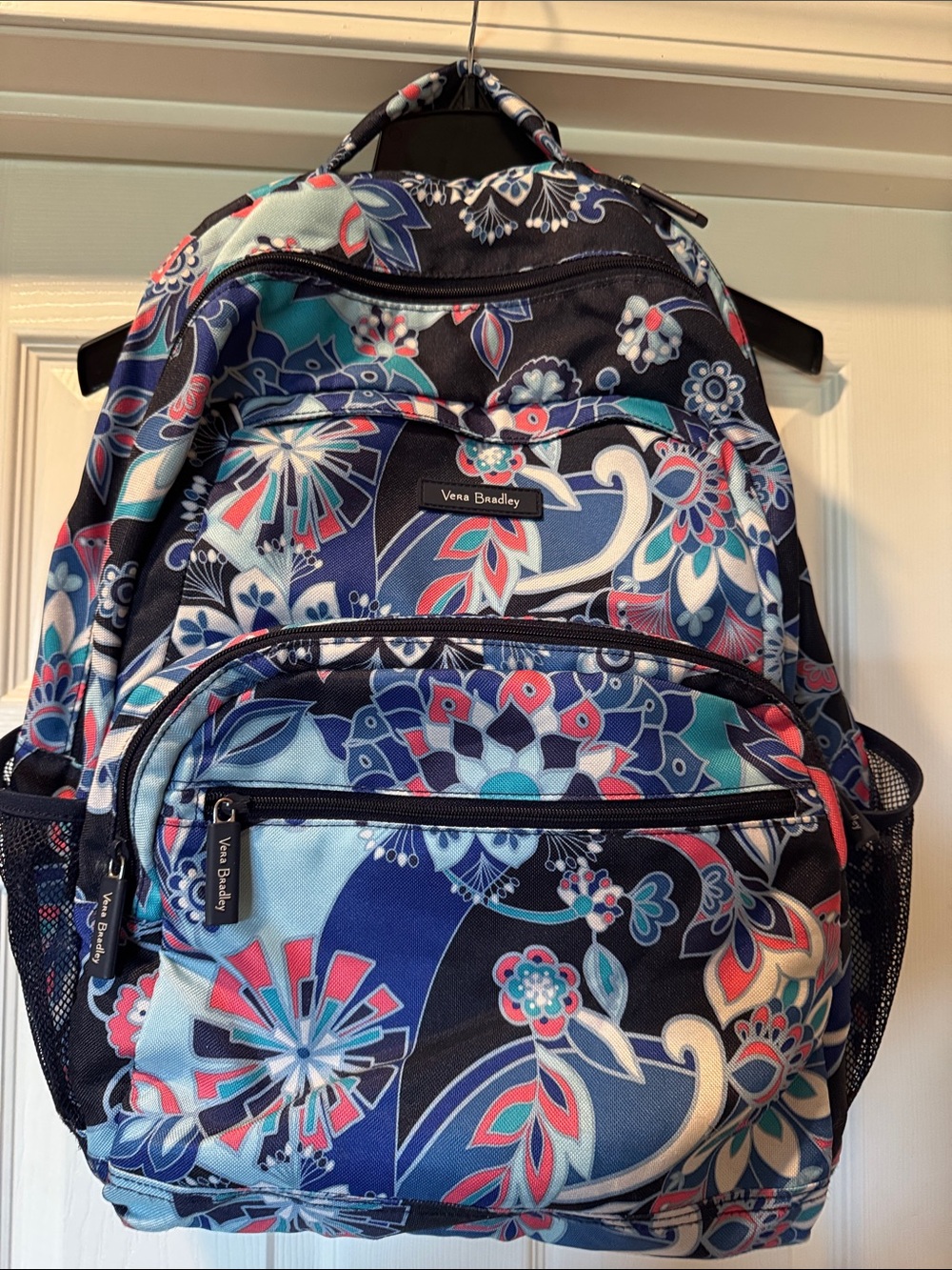 Vera Bradley Navy & Teal Floral Backpack with Pink Accents